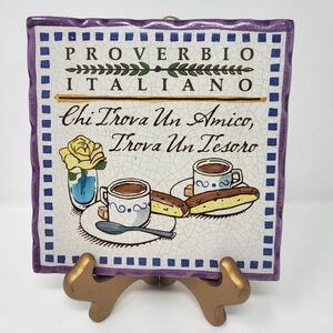 Proverbio‎ Italiano Chi Trova un Amico Trova un Tesoro Tile Trivet Cortopassi